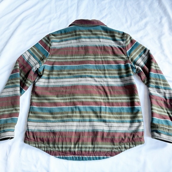 L.L. Bean Women's Med Fleece-Lined Flannel Shirt, Snap-Front Muted Stripes EUC - Picture 2 of 7